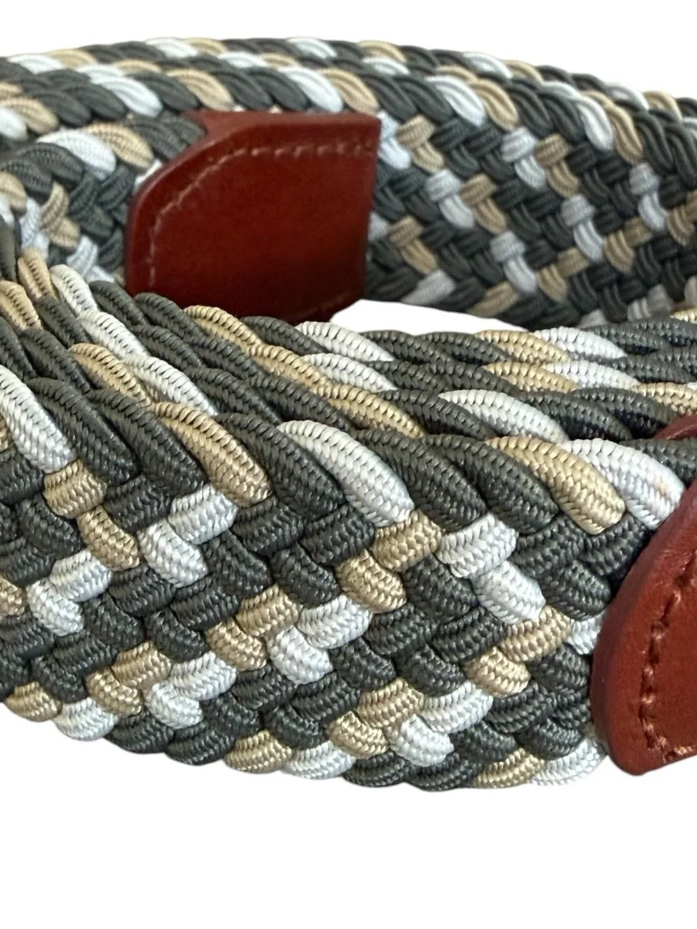 J Crew stretch woven braided belt Medium 36 NEW silver tone buckle
